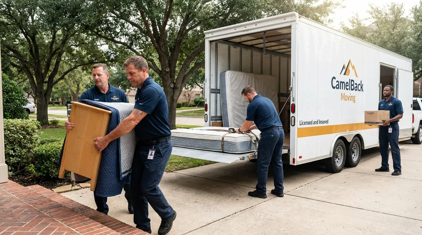 Crew loading residential truck for cross-state move from Norris, TN